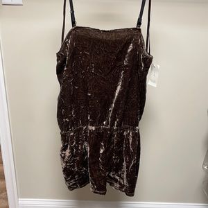 Brand New Brown colour Velvet Romper by Rachel Roy
